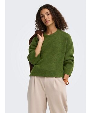 ONLY Rundhalspullover Onlsimoni L/S O-Neck Pullover Knt Noos Materialmix, Regular Fit - Grün