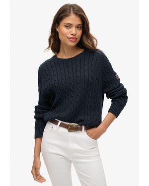 Superdry Strickpullover SLOUCHY CABLE KNIT - Blau