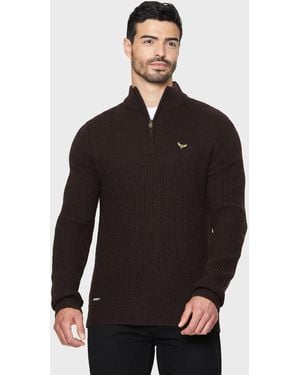 Threadbare Rundhalspullover Helvellyn (1-tlg) mit Reißverschluss am Kragen - Schwarz