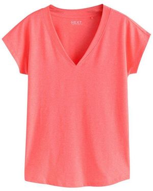 Next T-Shirt T-Shirt Mit V-Ausschnitt Und Angesetzten Ärmeln (1-Tlg) - Pink