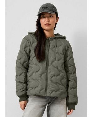QS Funktionsjacke Outdoor-Jacke Wattierte Jacke Mit Geprägtem Muster - Grün