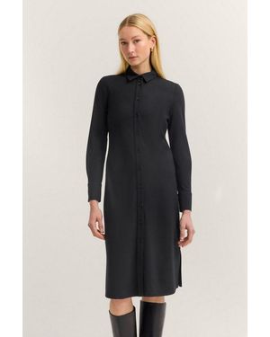 Bugatti Blusenkleid Jersey Mit Knopfleiste Und Hemdkragen - Schwarz