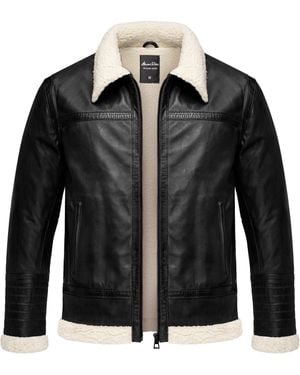 Amaci&Sons OATMAN gefüllte Fell Lederjacke - Schwarz