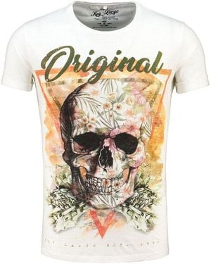 Key Largo T-Shirt Triangle Skull Totenkopf Print Motiv vintage Look MT00187 Rundhalsauschnitt bedruckt kurzarm slim fit - Weiß