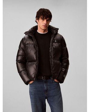 Calvin Klein Steppjacke Ls Glossy Detachable Hd Down Puf Regular Fit Mit Kapuze - Schwarz