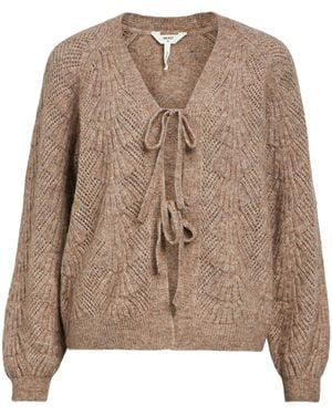 Object Strickjacke OBJFlora (1-tlg) Lochmuster - Braun