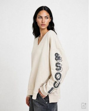 Smith & Soul Sweater Mit Überschnittener Schulter & Seitenschlitze - Natur