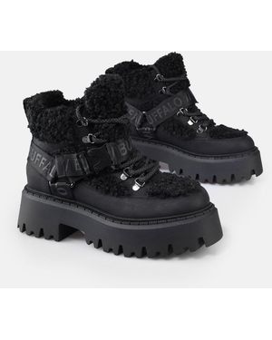 Buffalo Aspen Com Mid Warm Plateaustiefelette Winterboots, Schnürboots, Stiefelette Mit Kuscheligem Warmfutter - Schwarz