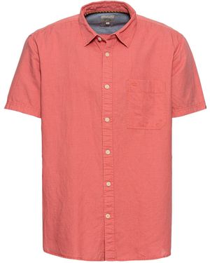 Camel Active Kurzarmhemd Kurzarm Hemd aus einem Leinen-Baumwoll-Mix - Pink