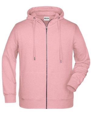 James & Nicholson Kapuzensweatjacke Sportliche Herren Sweatjacke Aus Bio-Baumwolle 8026 Hochwertige French-Terry Qualität - Pink