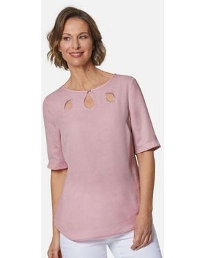 Goldner Kurzarmbluse Feminine Bluse Mit Aufregender Ausschnittlösung - Pink