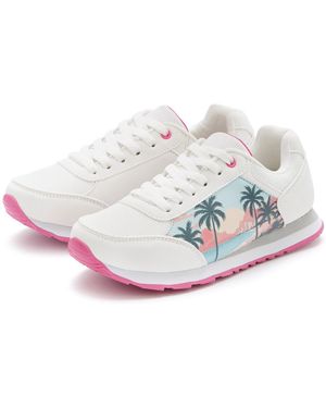 Lascana Freizeitschuh, Schnürhalbschuh, Sneaker Mit Raffiniertem Städte-Druck Und Herausnehmbarer Innensohle - Schwarz
