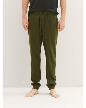 Tom Tailor Pyjamahose Pyjama-Hose aus Baumwolle - Grün