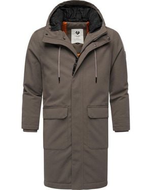 Ragwear Wintermantel Mr Them Long Lange Wasserdichte Herren Winterjacke Mit Kapuze - Grau