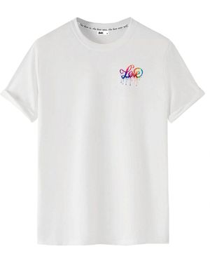 Rmk T- Shirt kurzarm Rundhals Basic Liebe mit "Love" Print aus 100% Baumwolle - Weiß
