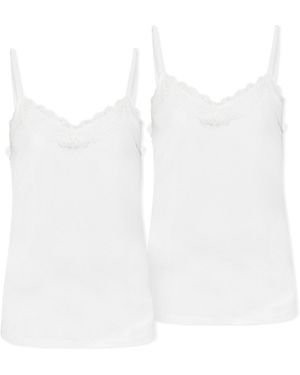 Sublevel Shirttop Spaghettiträger- mit Spitzenbesatz, - Weiß