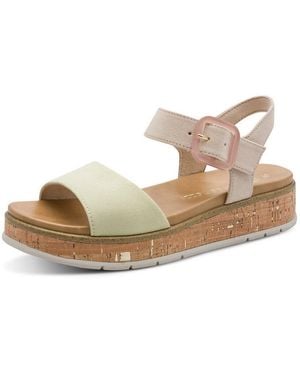 Marco Tozzi Gradi Keilsandalette Plateau, Sommerschuh, Riemchensandale Mit Sohle Im Kork-Look - Schwarz