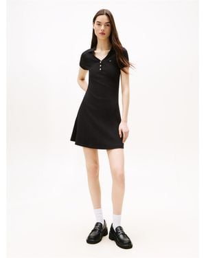 Tommy Hilfiger Polokleid TJW &F RIB POLO DRESS EXT - Schwarz