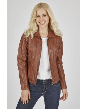 7eleven Lederjacke SEALLY (1-St) mit Reißverschlusstaschen - Blau