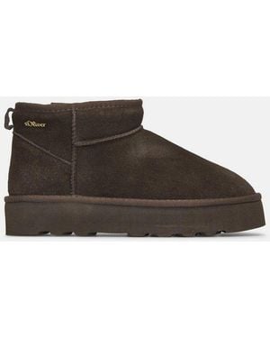 S.oliver Stiefel Stiefel Ankle Boots Aus Leder Mit Plateausohle - Braun