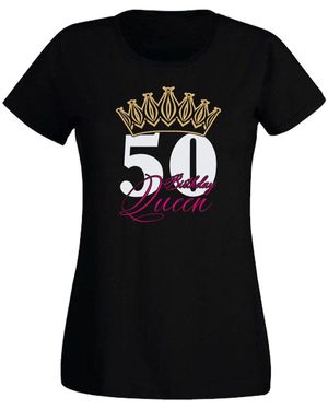 G-graphics 50 – Birthday Queen Slim-fit T-Shirt mit Motiv zum Geburtstag - Schwarz