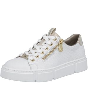 Rieker Plateausneaker Mit Goldfarbenen Details, Freizeitschuh, Halbschuh, Schnürschuh - Schwarz