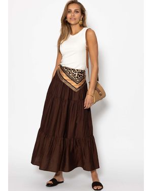 SassyClassy A-Linien- Glänzender Maxi Volantrock - Braun