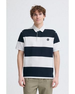 Kronstadt Poloshirt Ksgrimmon Gestreiftes Poloshirt Mit Verdeckter Knopfleiste - Blau
