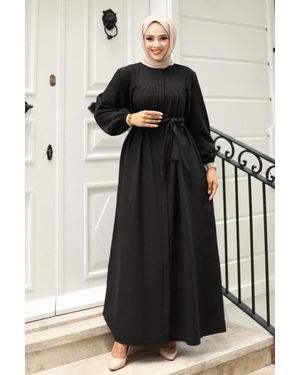 Misskyle Maxikleid Gerüschtes Abaya mit Detailverzierung - Schwarz