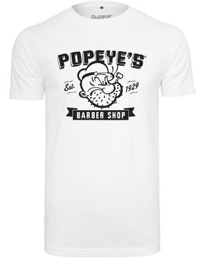Merchcode T-Shirt Popeye Barber Shop Tee (1-tlg) - Weiß