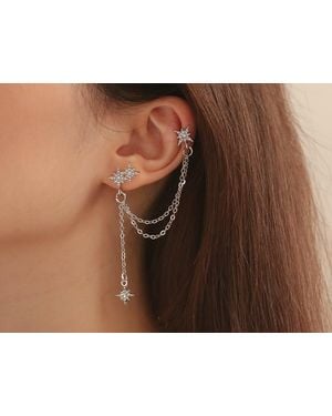 Eyecatcher Ketten Ohrstecker Drop Chain. Ohrring mit Kette. ( Set, kein Paar) - Schwarz