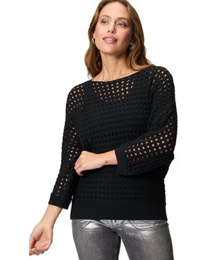 Zero Strickpullover Pullover mit (1-tlg) Lochmuster - Schwarz