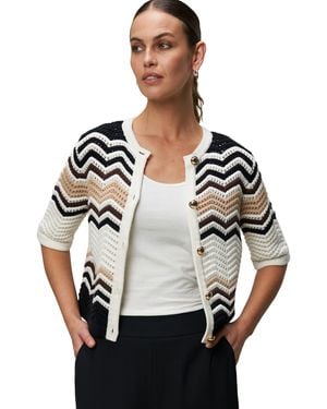 Zero Strickjacke mit Zickzackmuster (1-tlg) Knopfleiste - Grau