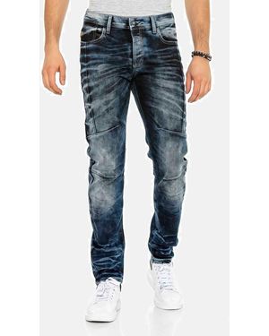 Cipo & Baxx Tapered-fit- Jeans mit cooler Waschung und Ziernähten, CD-286 - Blau