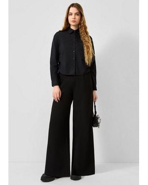 QS Chinos Hose Hose Mit Wide Leg Und Schrägem Bunddetail - Schwarz