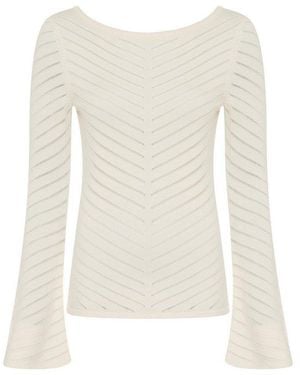 BOSS Strickpullover Falonina Premium Damenmode Feines Lochstrickmuster - Weiß