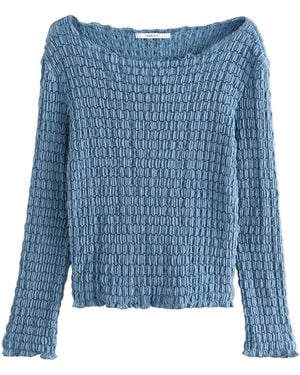 Next Strickpullover Strukturiertes Langarmshirt (1-tlg) - Blau