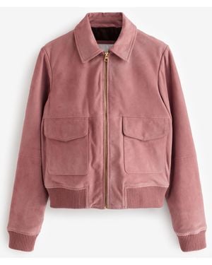 Next Lederjacke Blouson aus echtem Veloursleder (1-St) - Pink