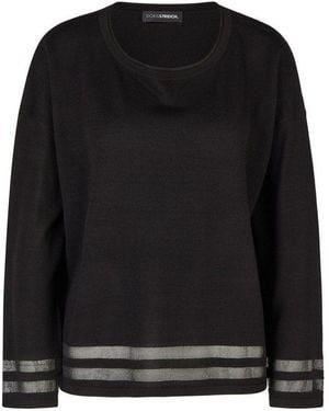 Doris Streich Strickpullover Mit Halbtransparenten Schmuck-Streifen - Schwarz