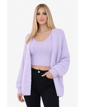 Worldclassca 2-in-1-Strickjacke Cardigan Strickjacke + Strick Top 2 Tlg Fashion Neue Kollektion - Lila