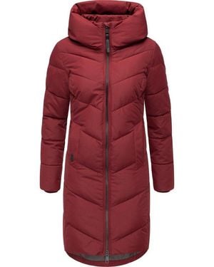 Ragwear Steppmantel Natalin Youmodo Warmer Damen Wintermantel Mit V-Steppung Und Kapuze - Rot