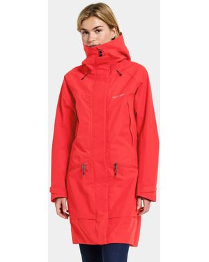 Didriksons Parka Übergangsjacke Mantel Wasserdicht ILMA Kapuze mit Taschen - Rot