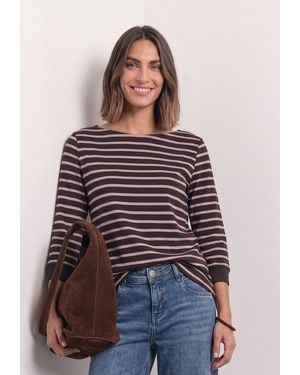 Street One 3/4-Arm-Shirt Mit Boat Neck Und Streifen - Rot