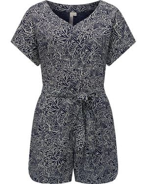 Ragwear Jumpsuit Salwin Kurzer Overall Mit Taillen-Bindeband - Blau