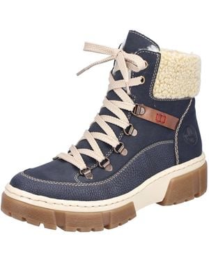 Rieker Winterboots, Schnürboots, Winterstiefelette Mit Warmfutter Ausgestattet - Blau