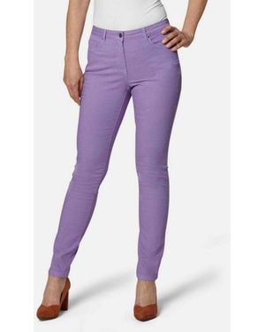 Goldner Bequeme Jeans Kurzgröße: Lange Freizeithose Bella Mit Formbund Slim Fit Stretch-Jeans Mit Hohem Komfort, Formbund - Lila