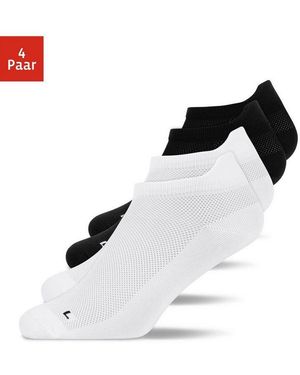 Snocks Laufsocken Running Socken Für Damen & Herren (4-Paar) Mit Fersenlasche Und Atmungsaktiv Durch Mesh - Weiß