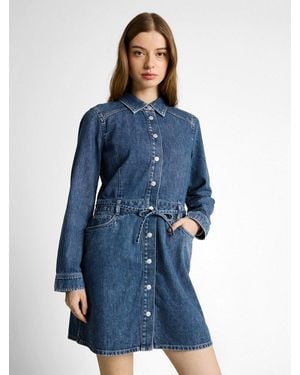 Tom Tailor Jeanskleid Langarm Mit Jeansgürtel - Blau