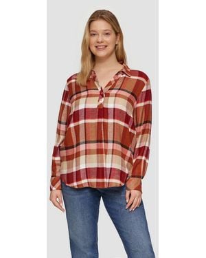 S.oliver Langarmbluse Bluse Karierte Bluse Mit Hemdkragen - Rot