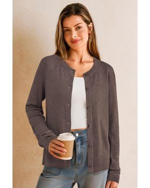 Arach&Cloz Strickjacke Cardigan-Pullover Lässige Strickjacken Business-Casual-Outfit-Oberteil - Grau